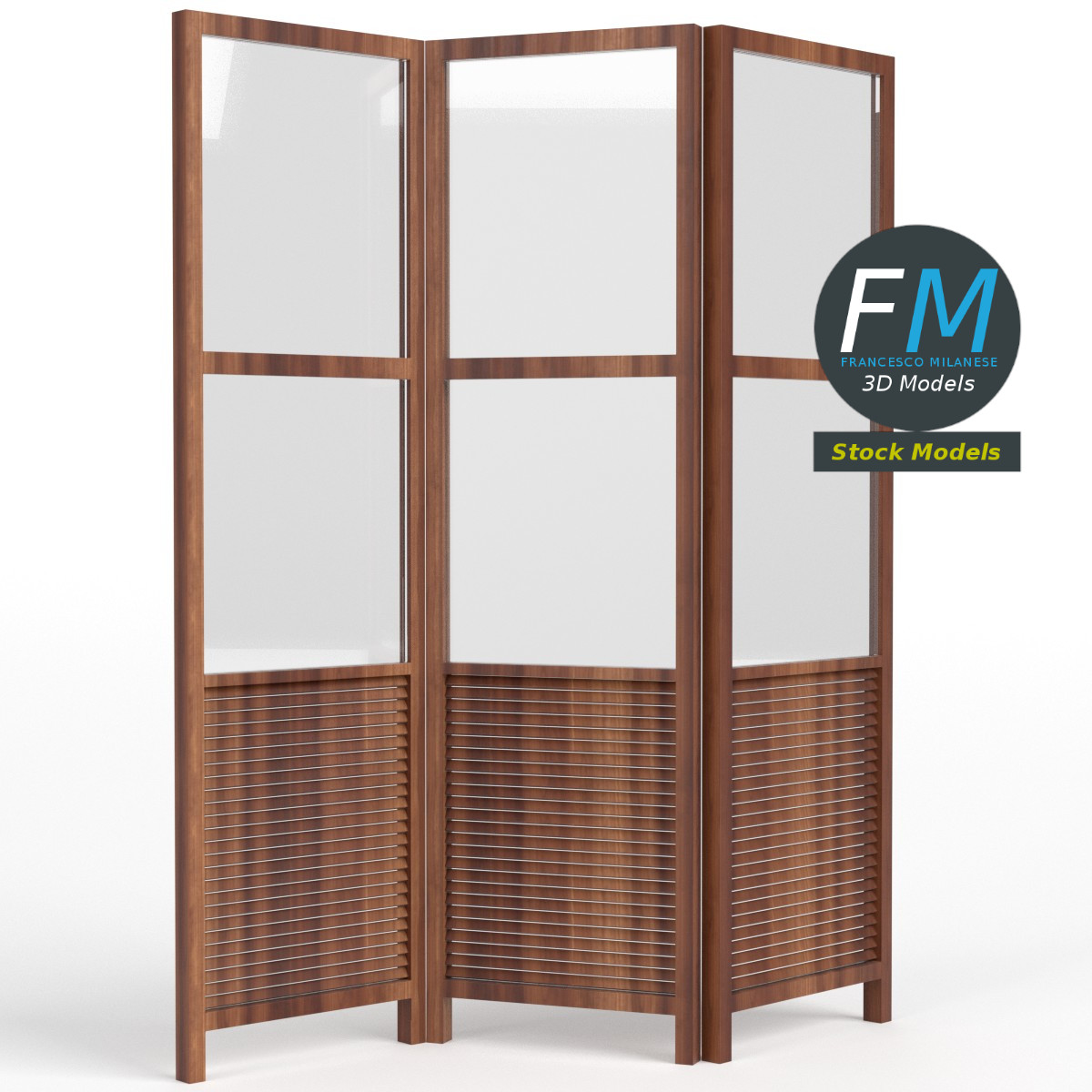3D-Modell - Dreiteiliger Paravent - 01