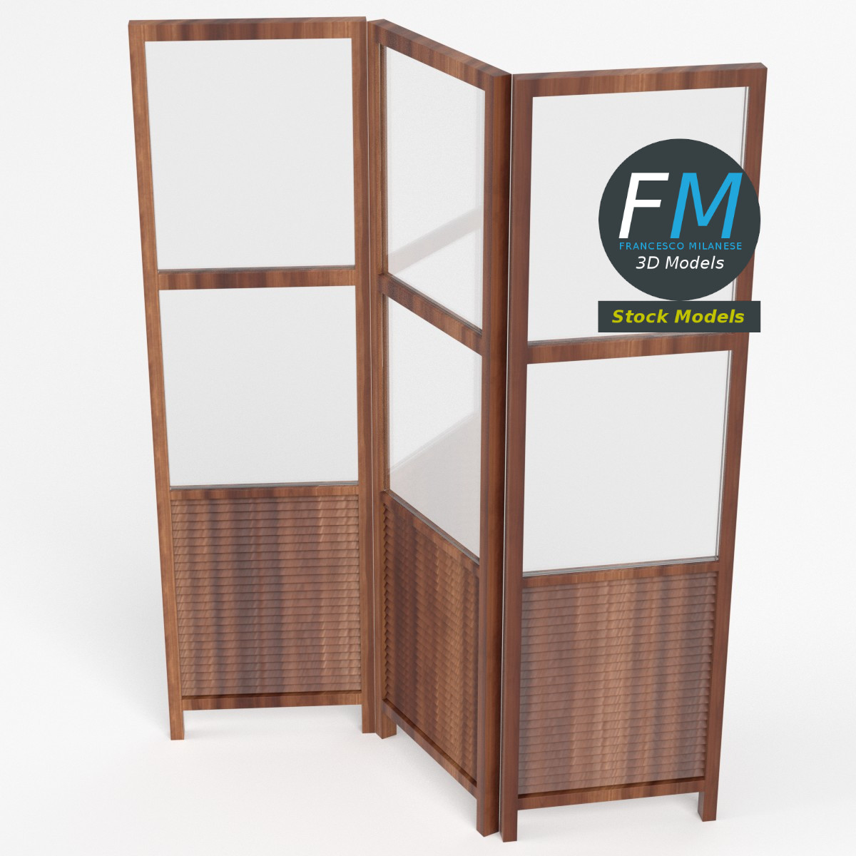 3D-Modell - Dreiteiliger Paravent - 02