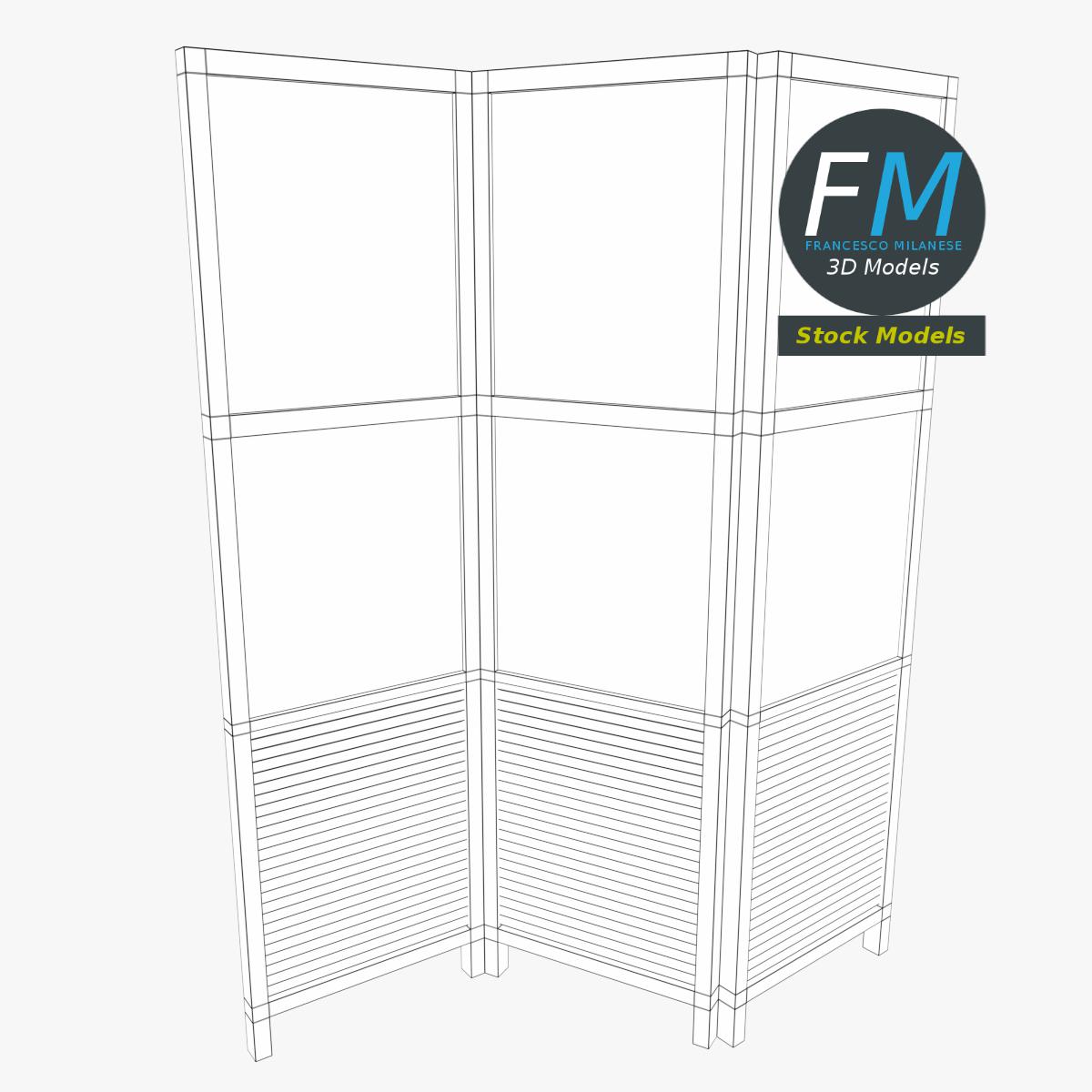3D-Modell - Dreiteiliger Paravent - 07