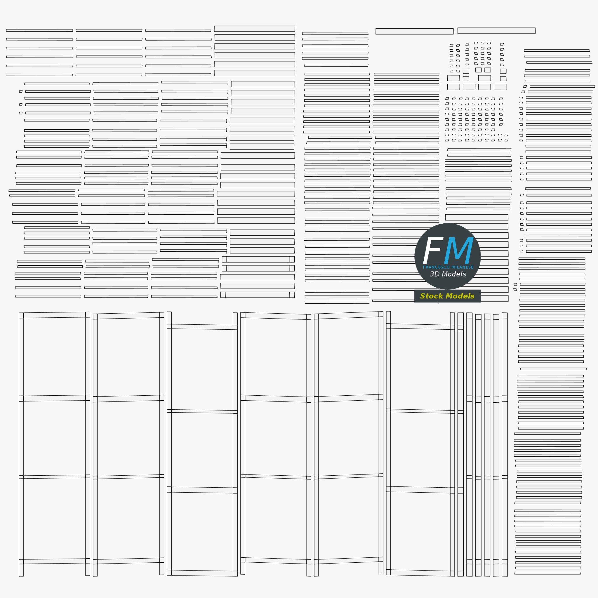 3D-Modell - Dreiteiliger Paravent - 12 3D-Modell - Dreiteiliger Paravent - 12