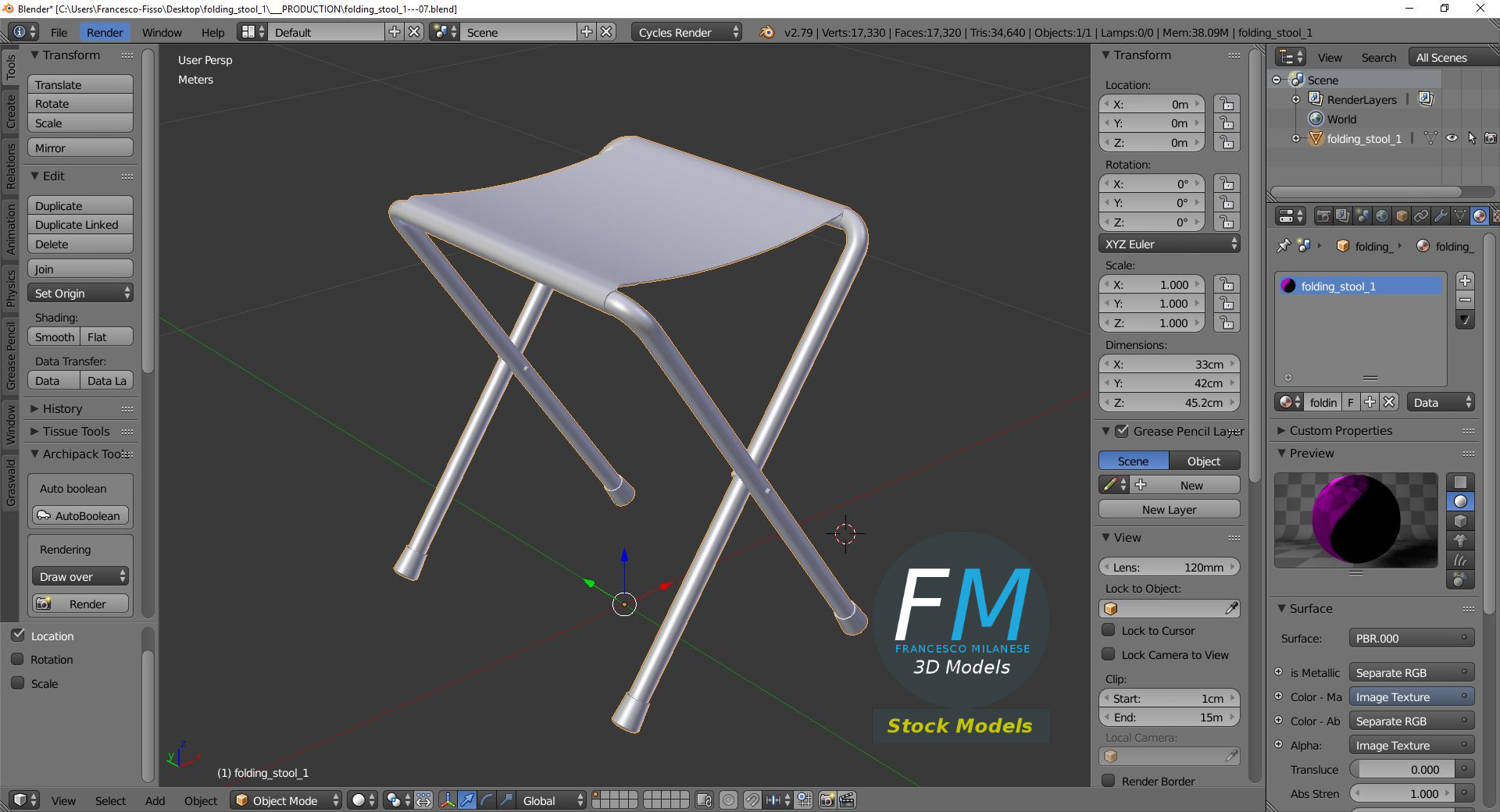 3D-Modell - Klapphocker - 09