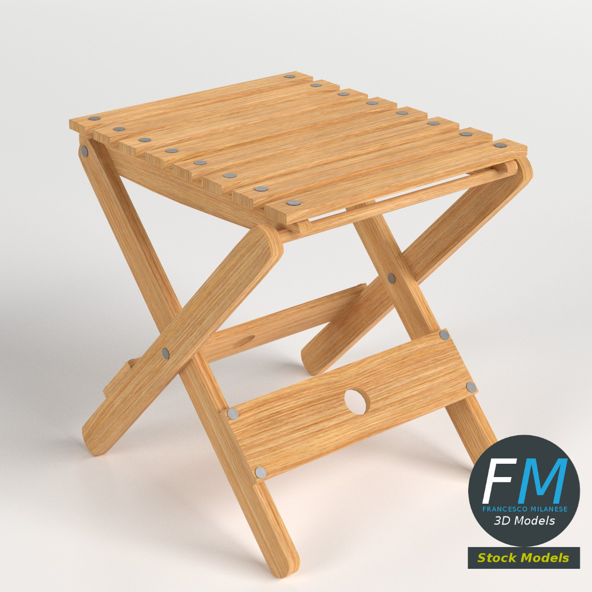 3D-Modell - Klapphocker aus Holz - 01