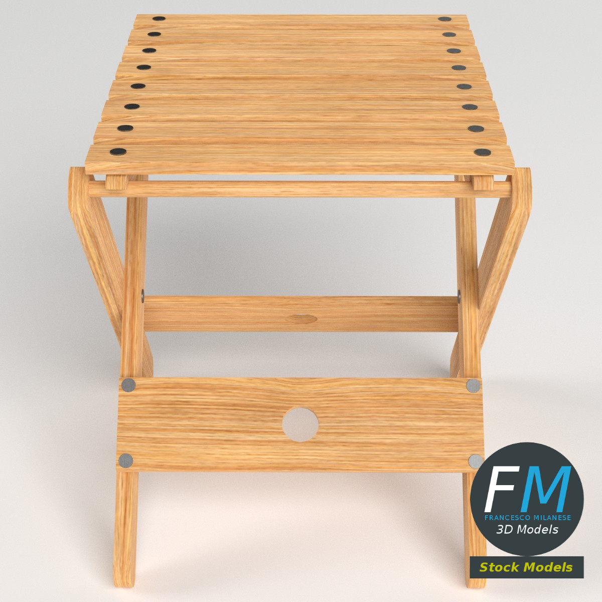3D-Modell - Klapphocker aus Holz - 02