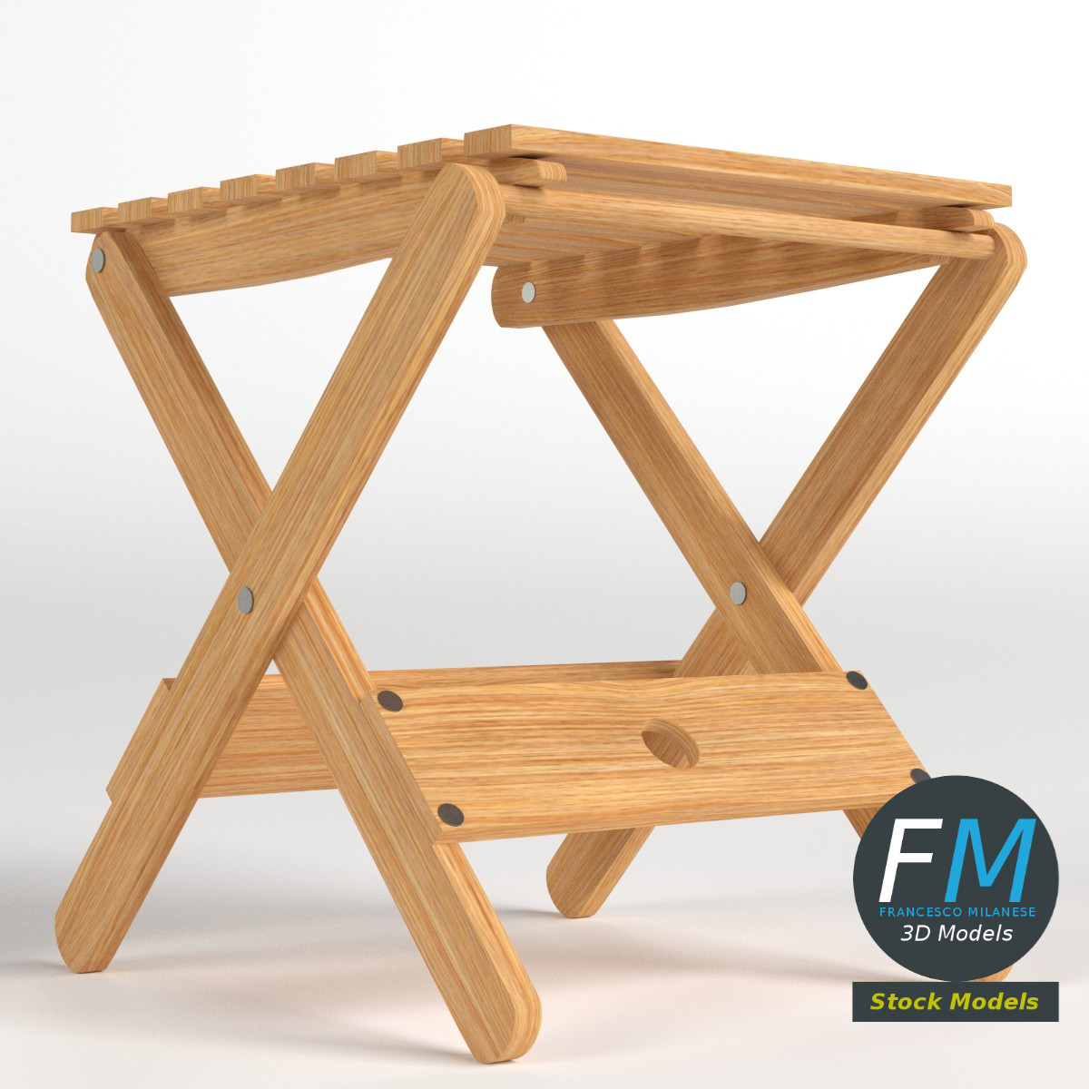 3D-Modell - Klapphocker aus Holz - 03