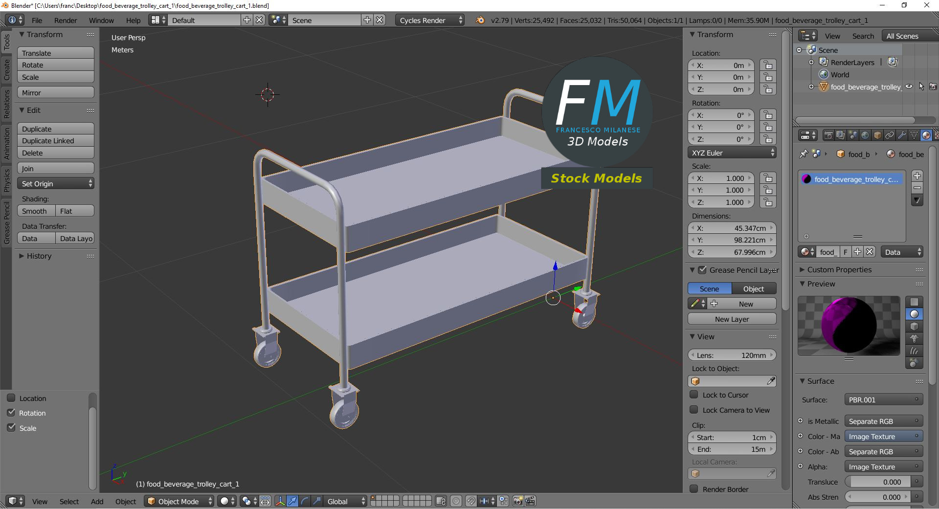 3D-Modell - Servierwagen für Speisen und Getränke - 09