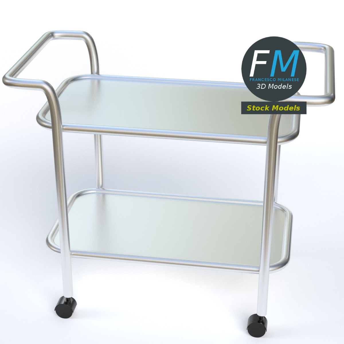 3D-Modell - Servierwagen aus Edelstahl - 02