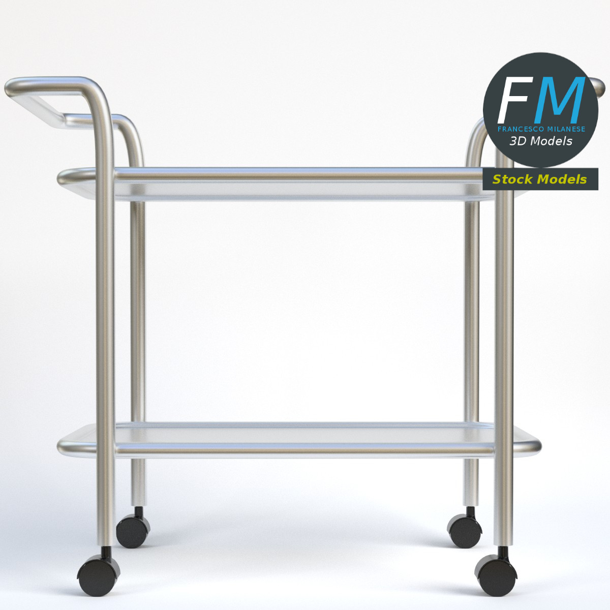 3D-Modell - Servierwagen aus Edelstahl - 03