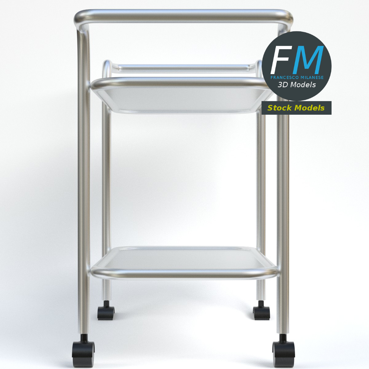 3D-Modell - Servierwagen aus Edelstahl - 04