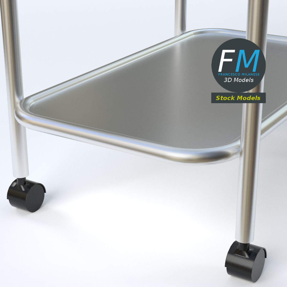 3D-Modell - Servierwagen aus Edelstahl - 05