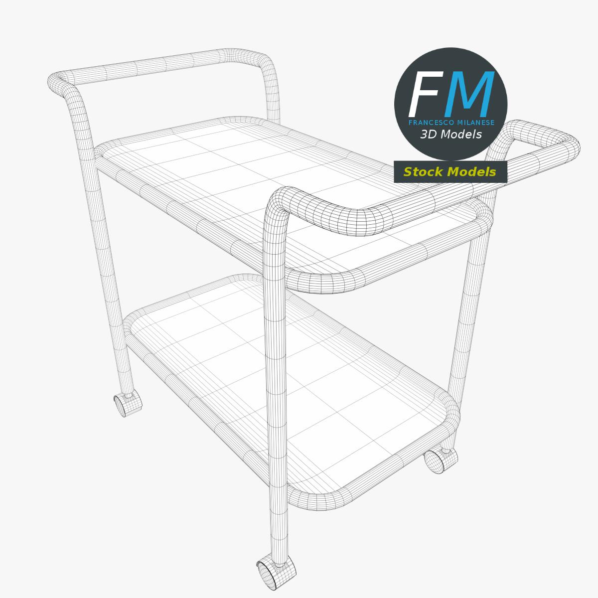 3D-Modell - Servierwagen aus Edelstahl - 07