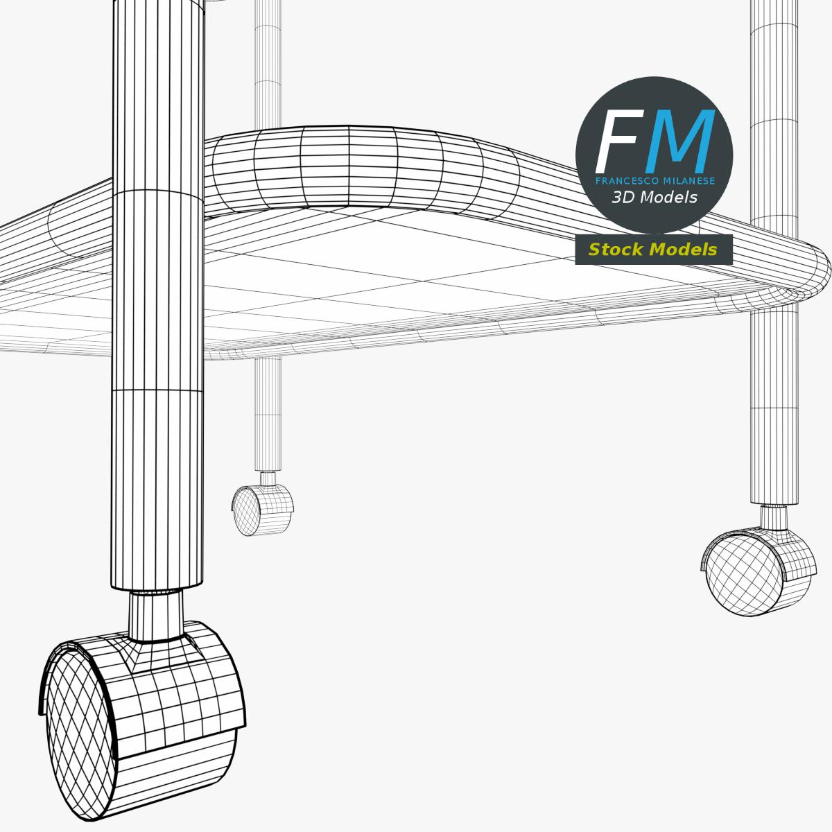 3D-Modell - Servierwagen aus Edelstahl - 08