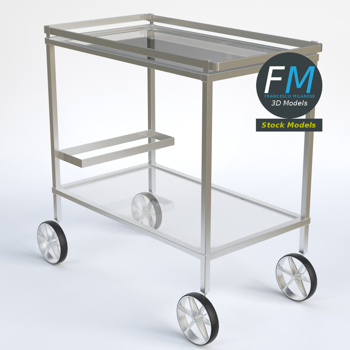 3D-Modell - Servierwagen für Speisen und Getränke - 01