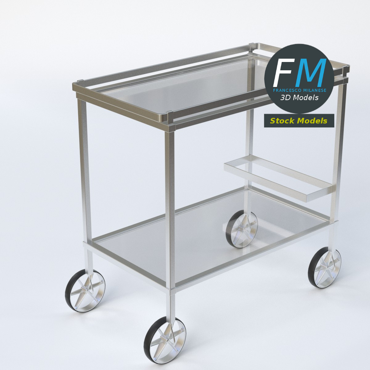 3D-Modell - Servierwagen für Speisen und Getränke - 05