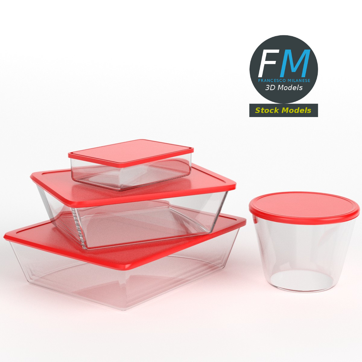 3D-Modell - Set Lebensmittelbehälter - 01