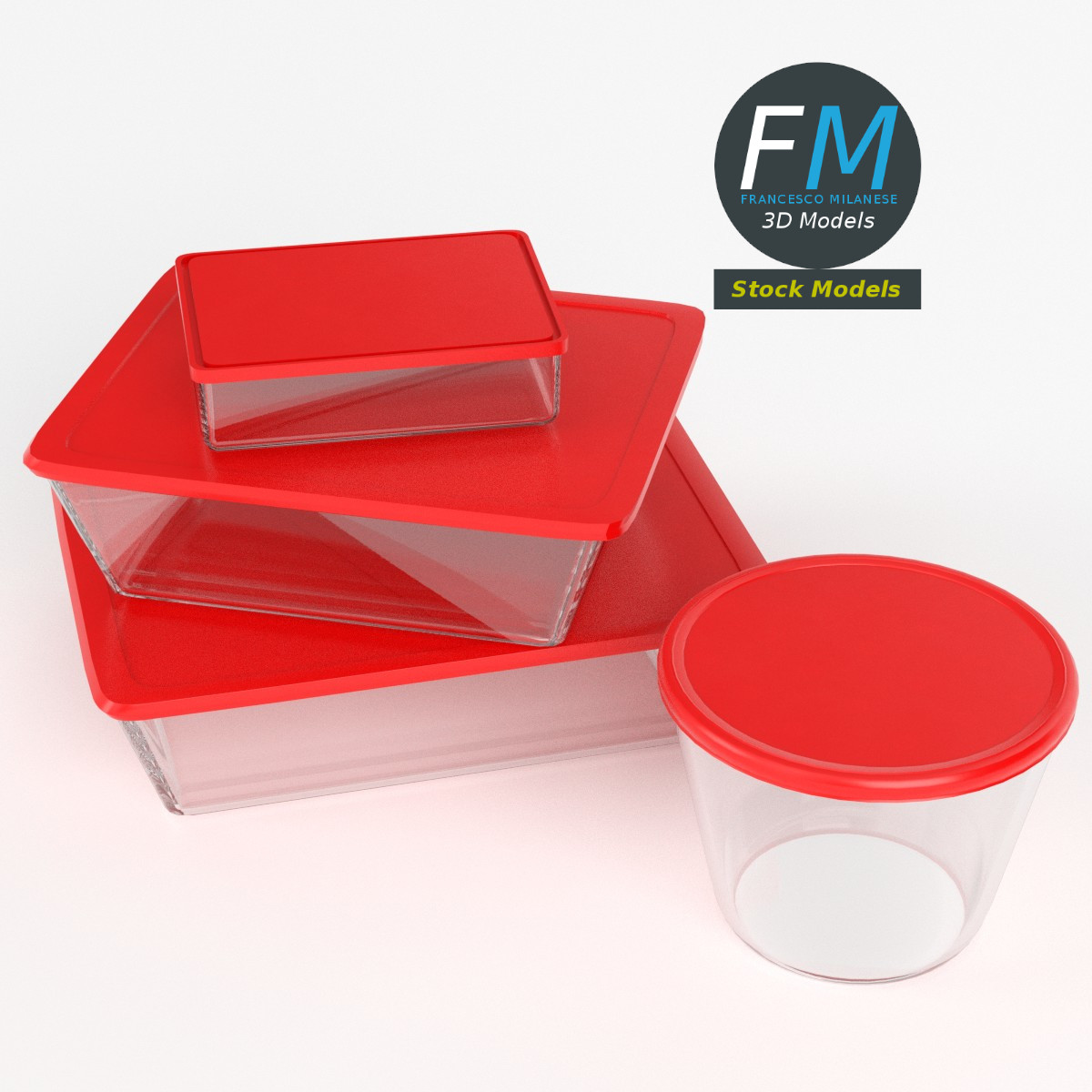 3D-Modell - Set Lebensmittelbehälter - 02