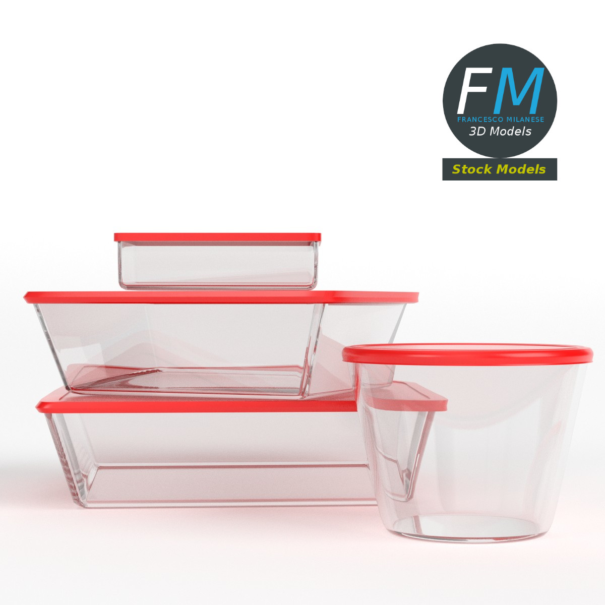 3D-Modell - Set Lebensmittelbehälter - 03