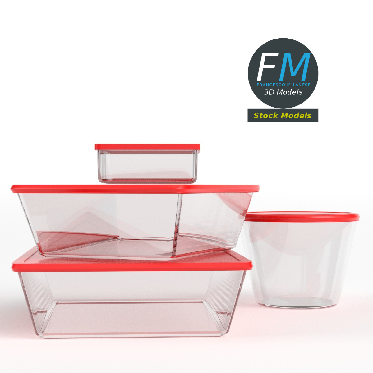 3D-Modell - Set Lebensmittelbehälter - 04