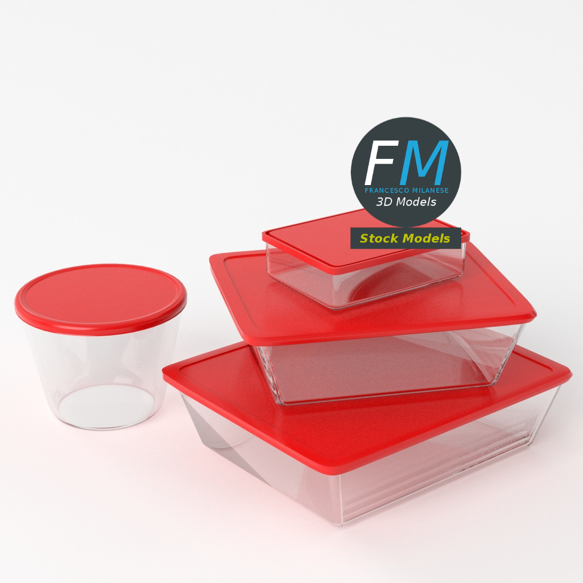 3D-Modell - Set Lebensmittelbehälter - 05