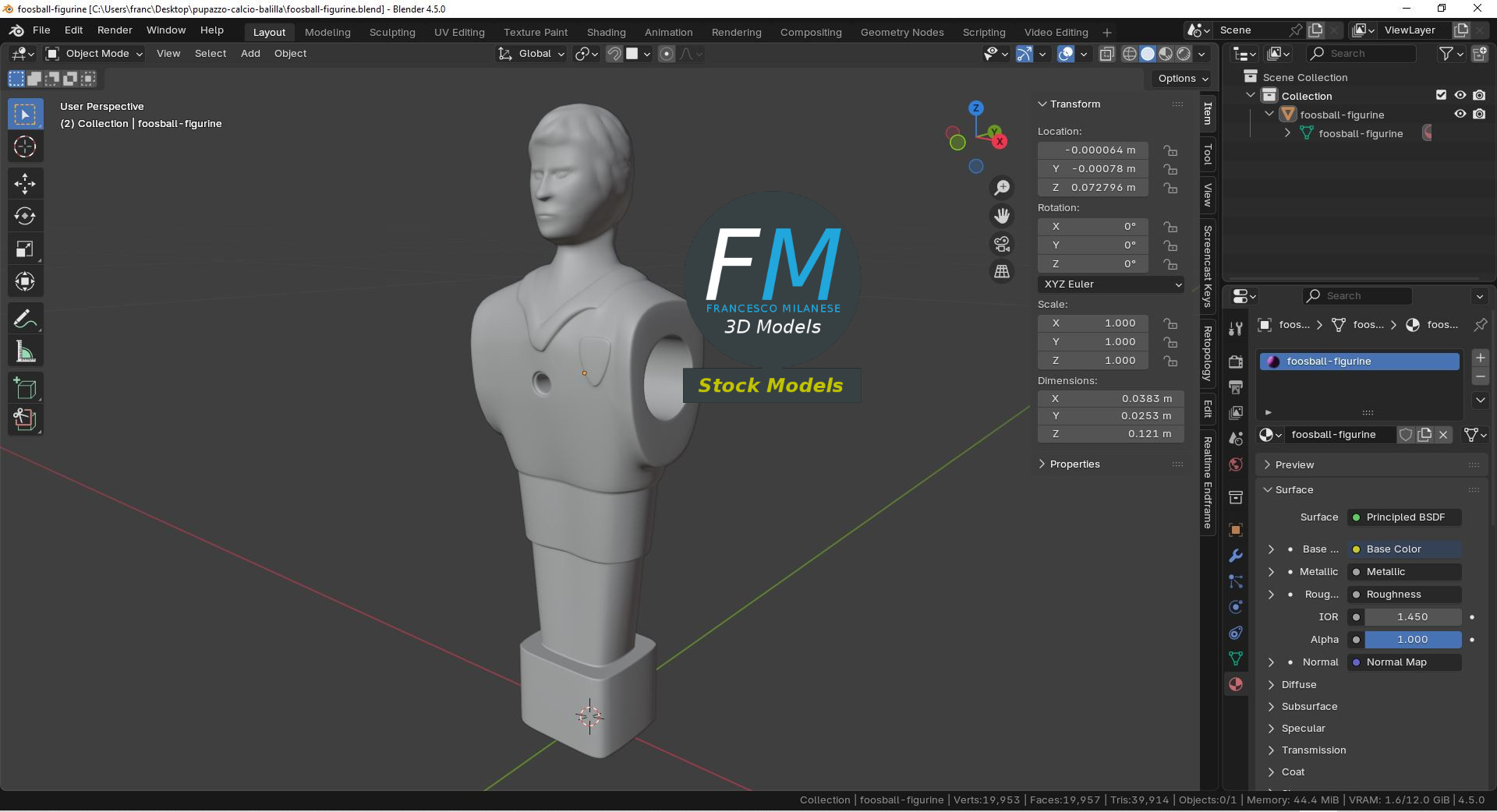 3D-Modell - Tischfußballfigur - 09