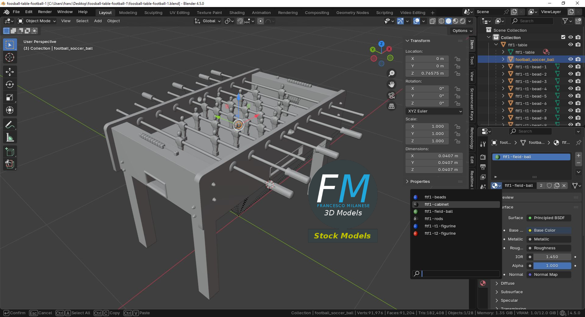 3D-Modell - Tischfußballtisch - 09