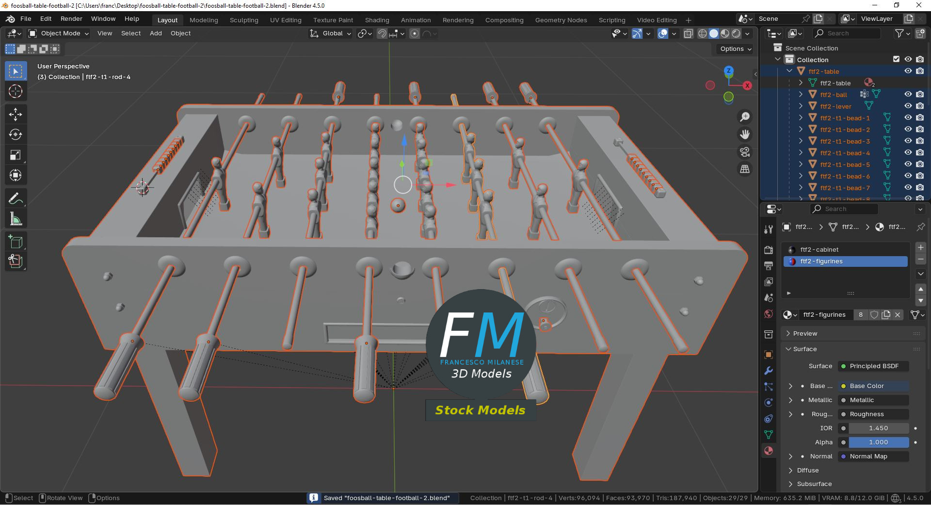 3D-Modell - Tischfußballtisch - 09