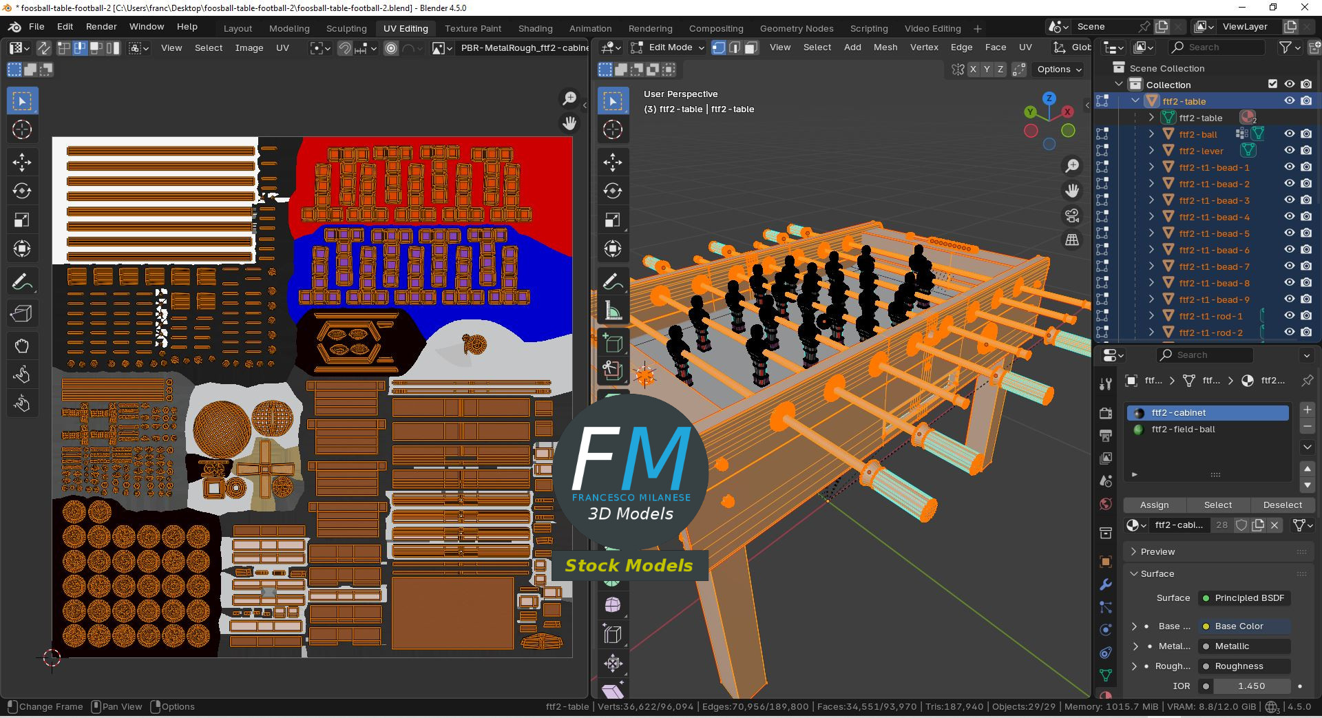 3D-Modell - Tischfußballtisch - 10
