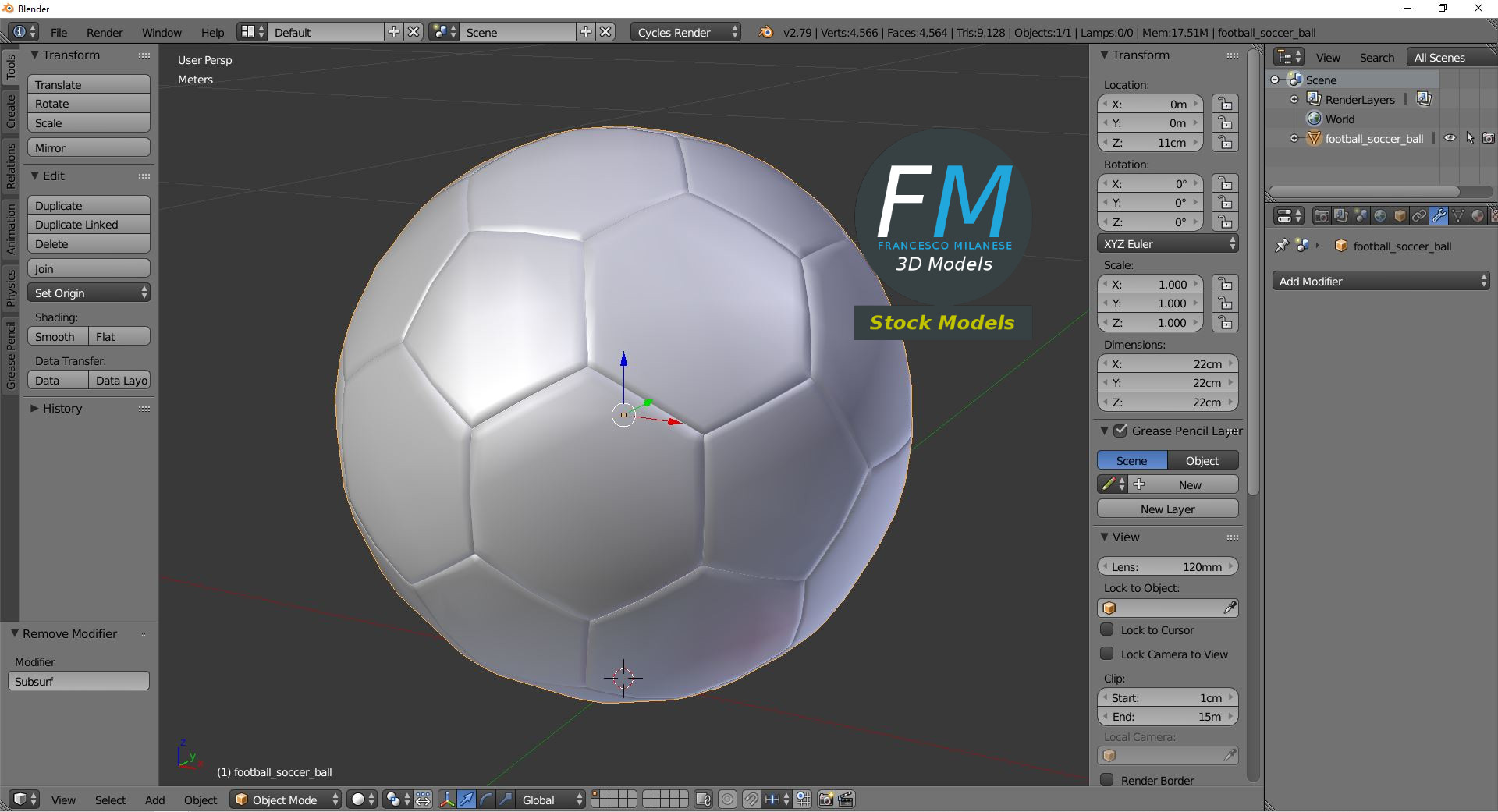 3D-Modell - Fußball - 09