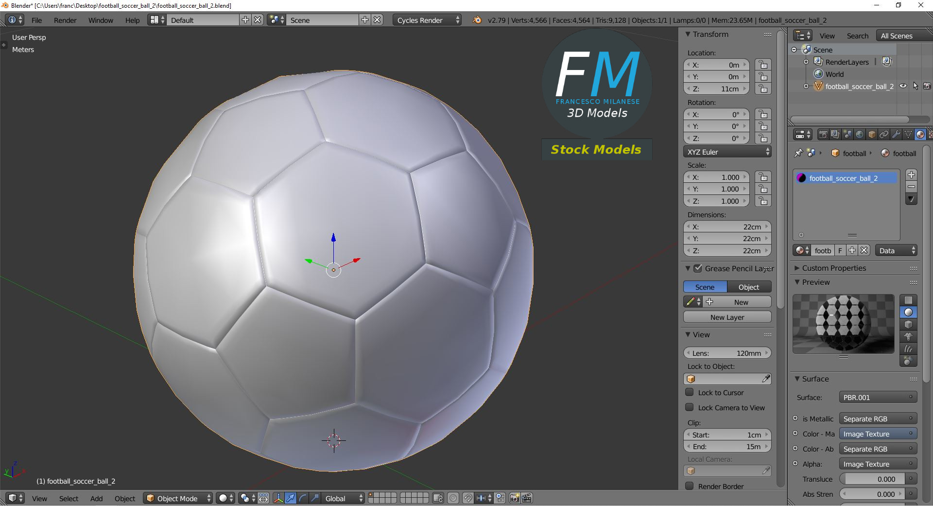3D-Modell - Klassischer Fußball - 09