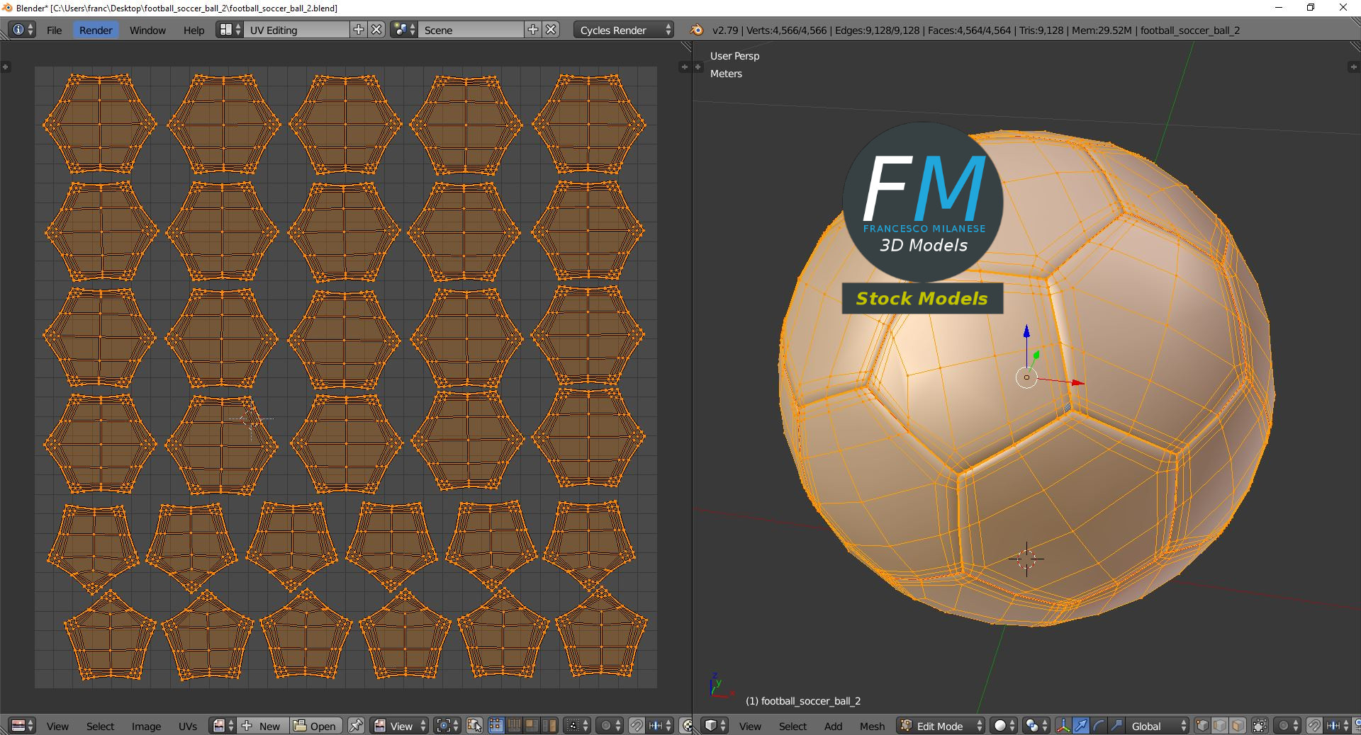 3D-Modell - Klassischer Fußball - 10