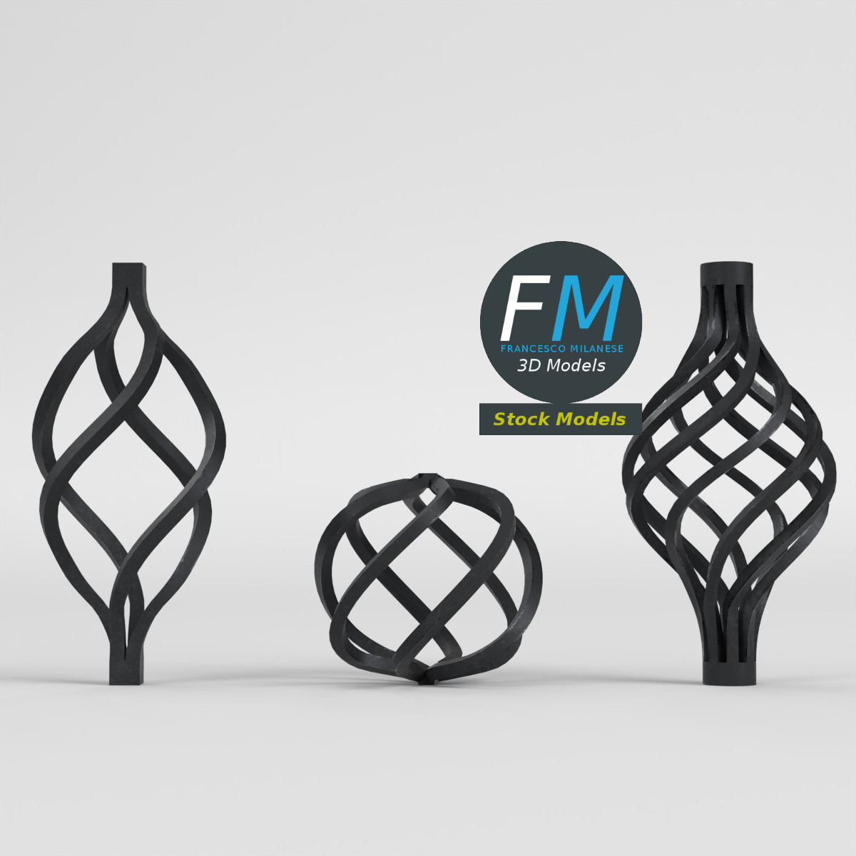 3D-Modell - Set aus Geschmiedeten Stahlkörben - 01
