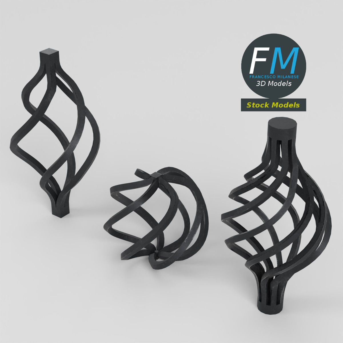 3D-Modell - Set aus Geschmiedeten Stahlkörben - 02