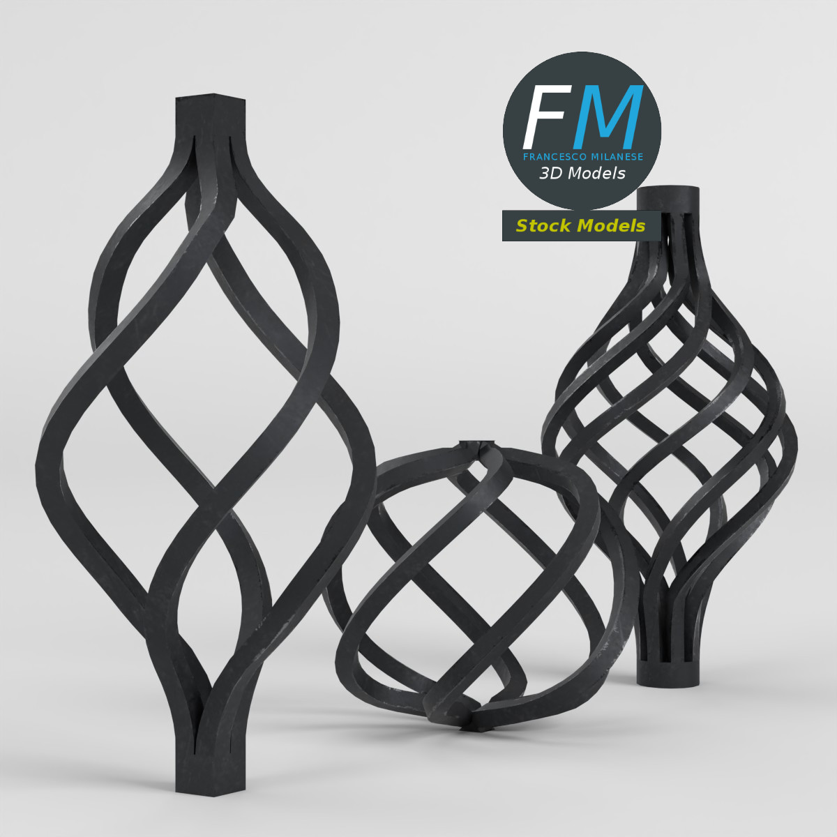 3D-Modell - Set aus Geschmiedeten Stahlkörben - 03