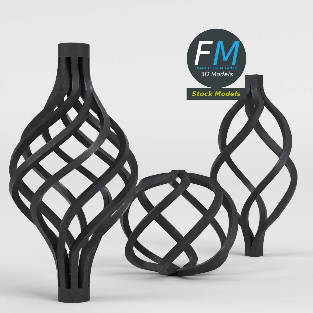 3D-Modell - Set aus Geschmiedeten Stahlkörben - 04