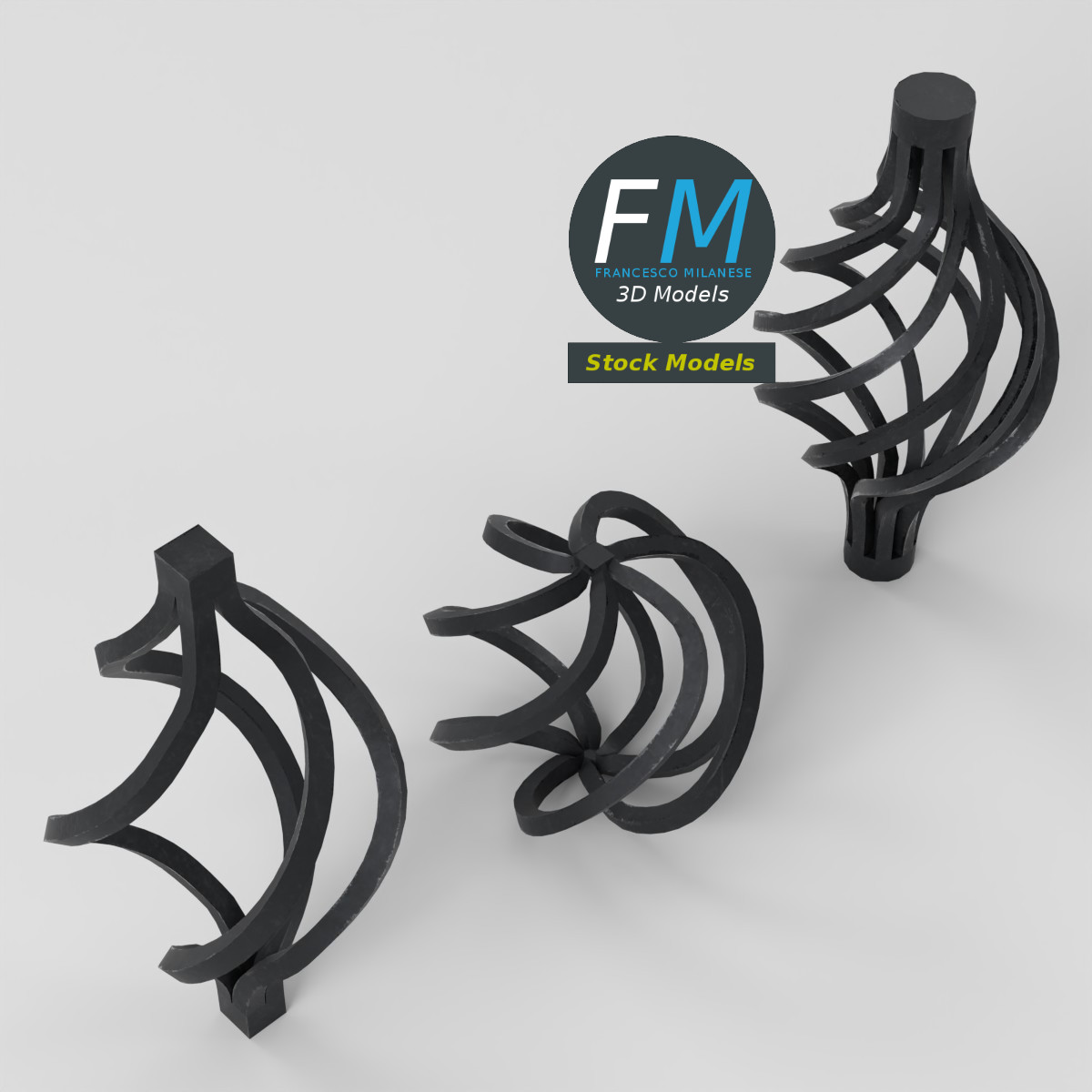 3D-Modell - Set aus Geschmiedeten Stahlkörben - 05