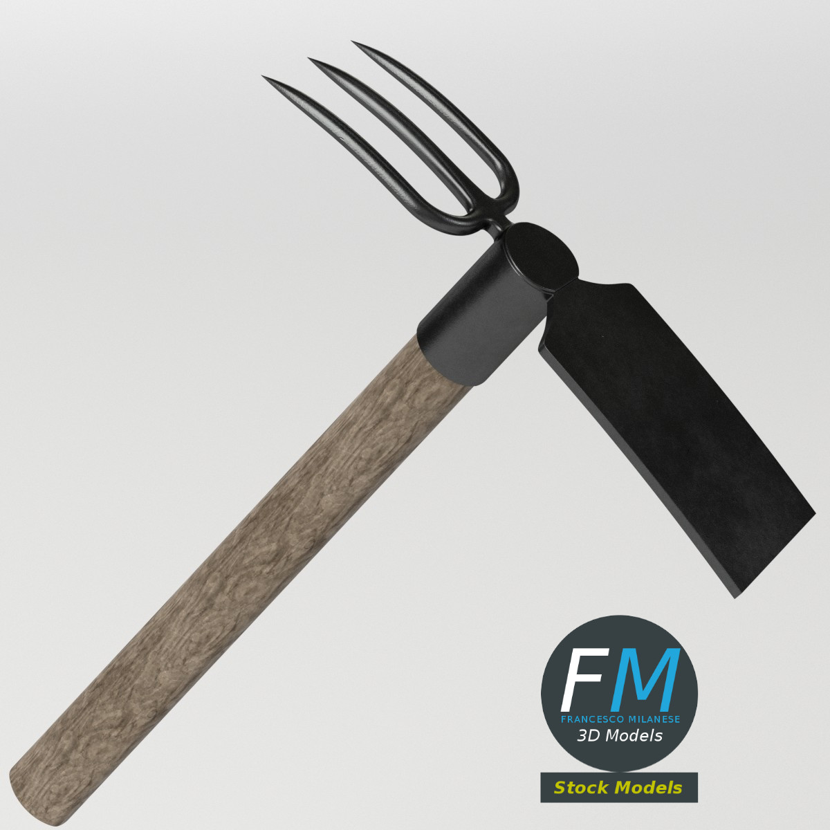 3D-Modell - Hacke mit Gabel - 05