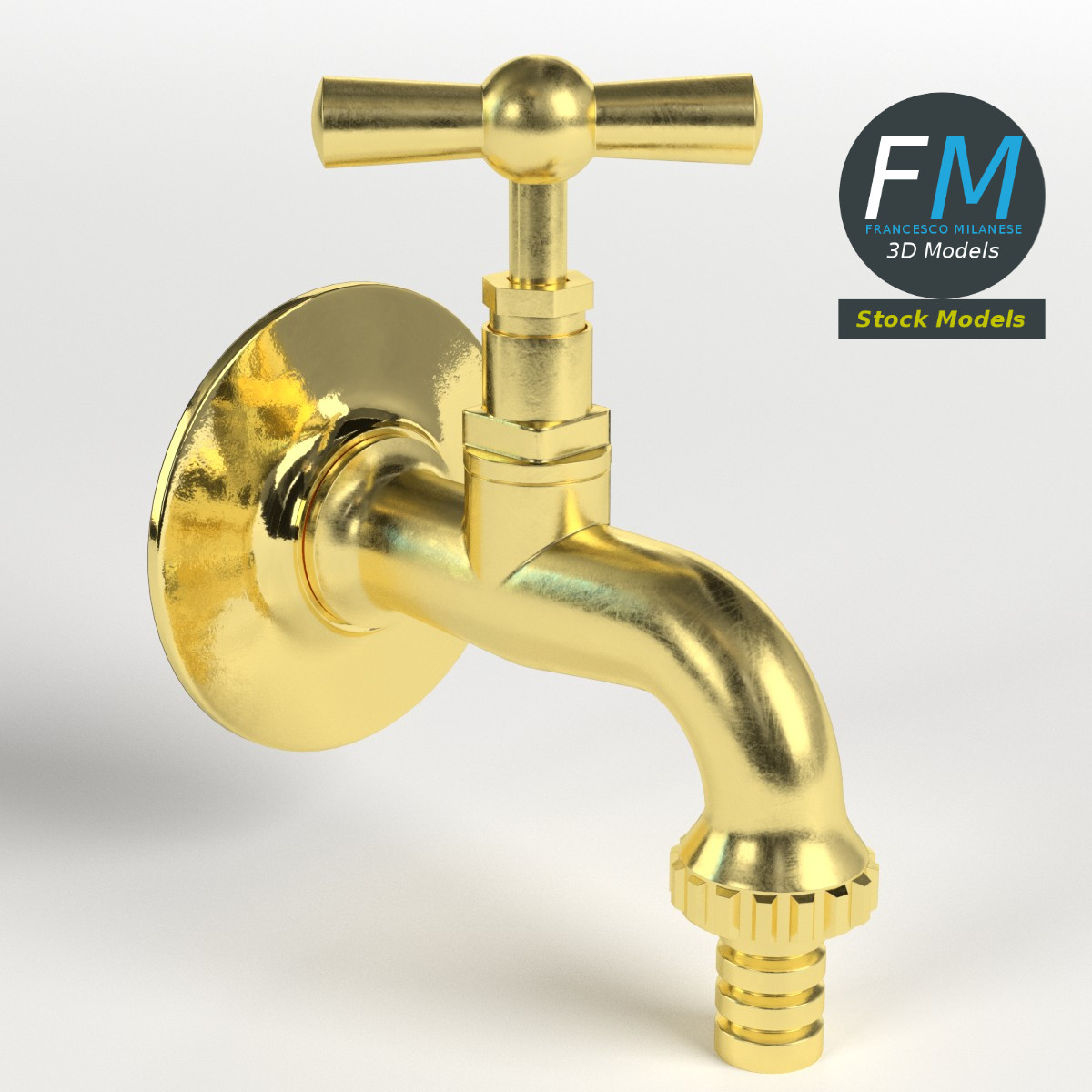 3D-Modell - Wandarmatur aus Messing - 01