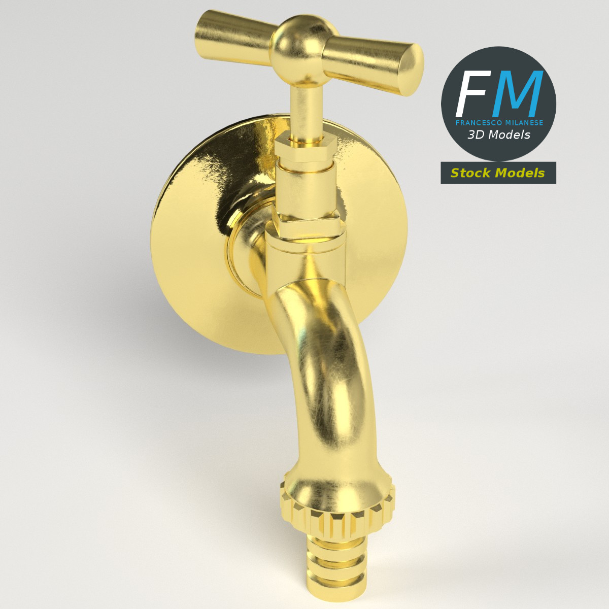 3D-Modell - Wandarmatur aus Messing - 02