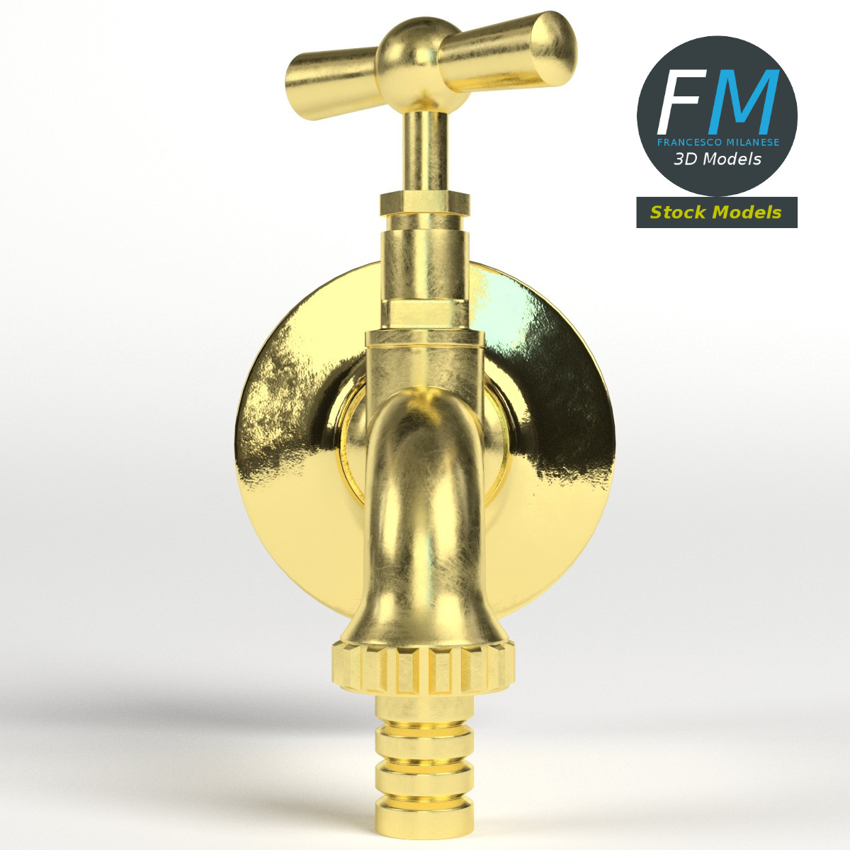 3D-Modell - Wandarmatur aus Messing - 04