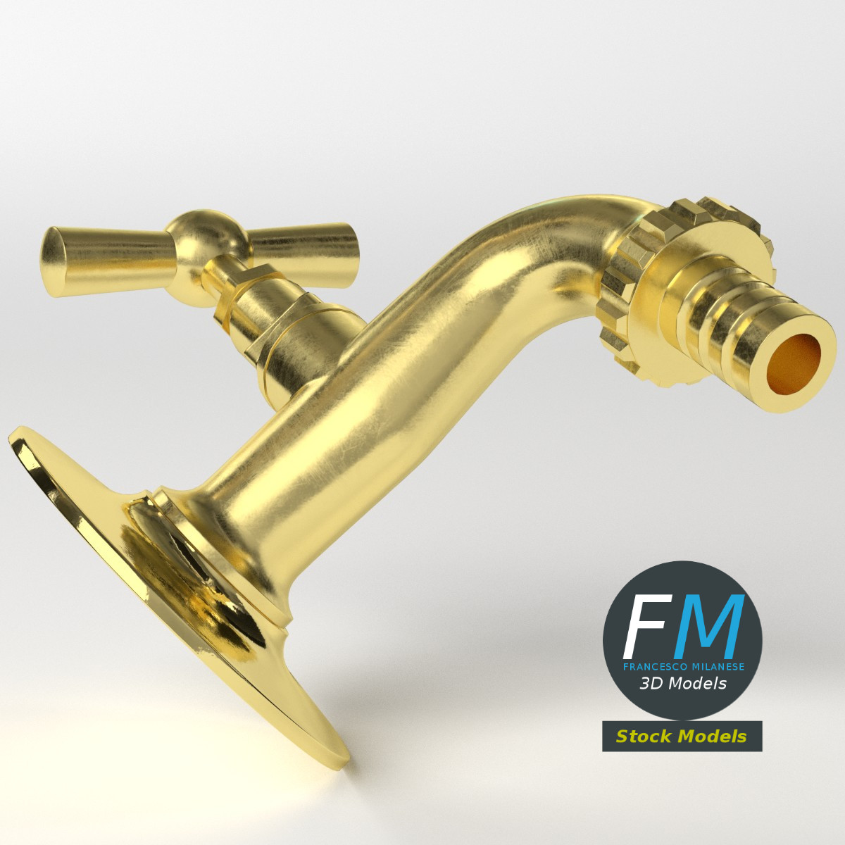 3D-Modell - Wandarmatur aus Messing - 05