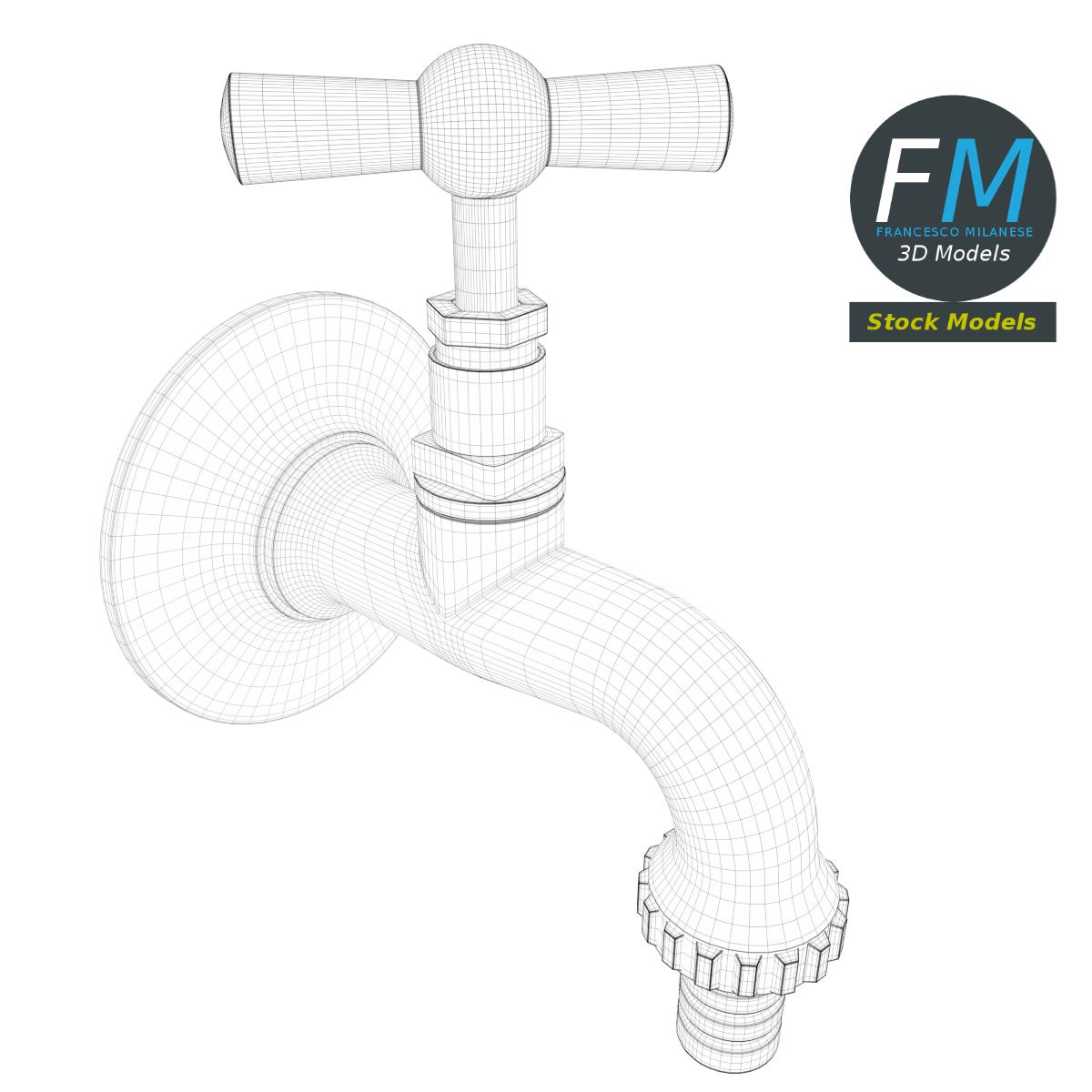 3D-Modell - Wandarmatur aus Messing - 07