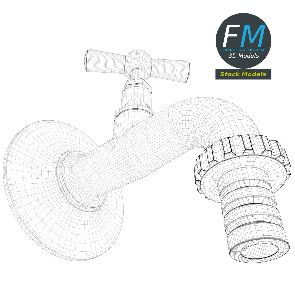 3D-Modell - Wandarmatur aus Messing - 08