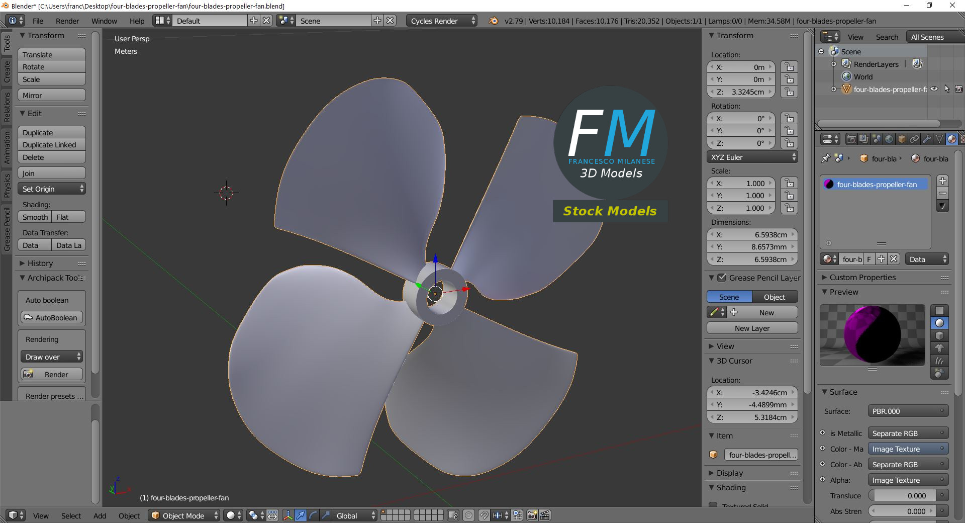 3D-Modell - Vierblattpropeller - 09