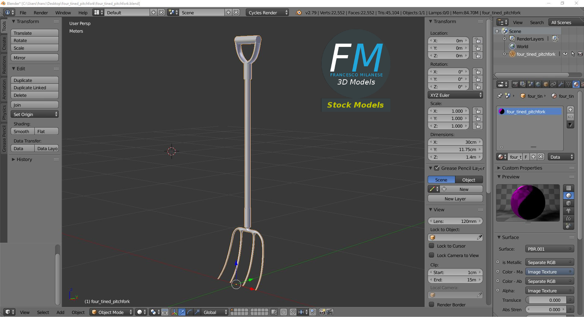 3D-Modell - Mistgabel mit Vier Zinken - 09