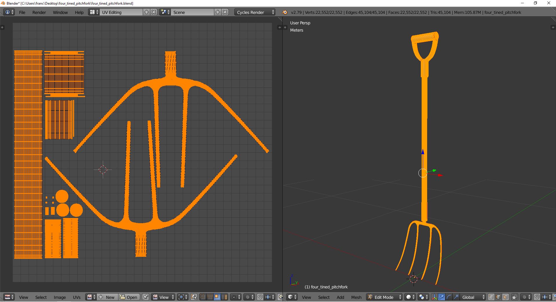 3D-Modell - Mistgabel mit Vier Zinken - 10