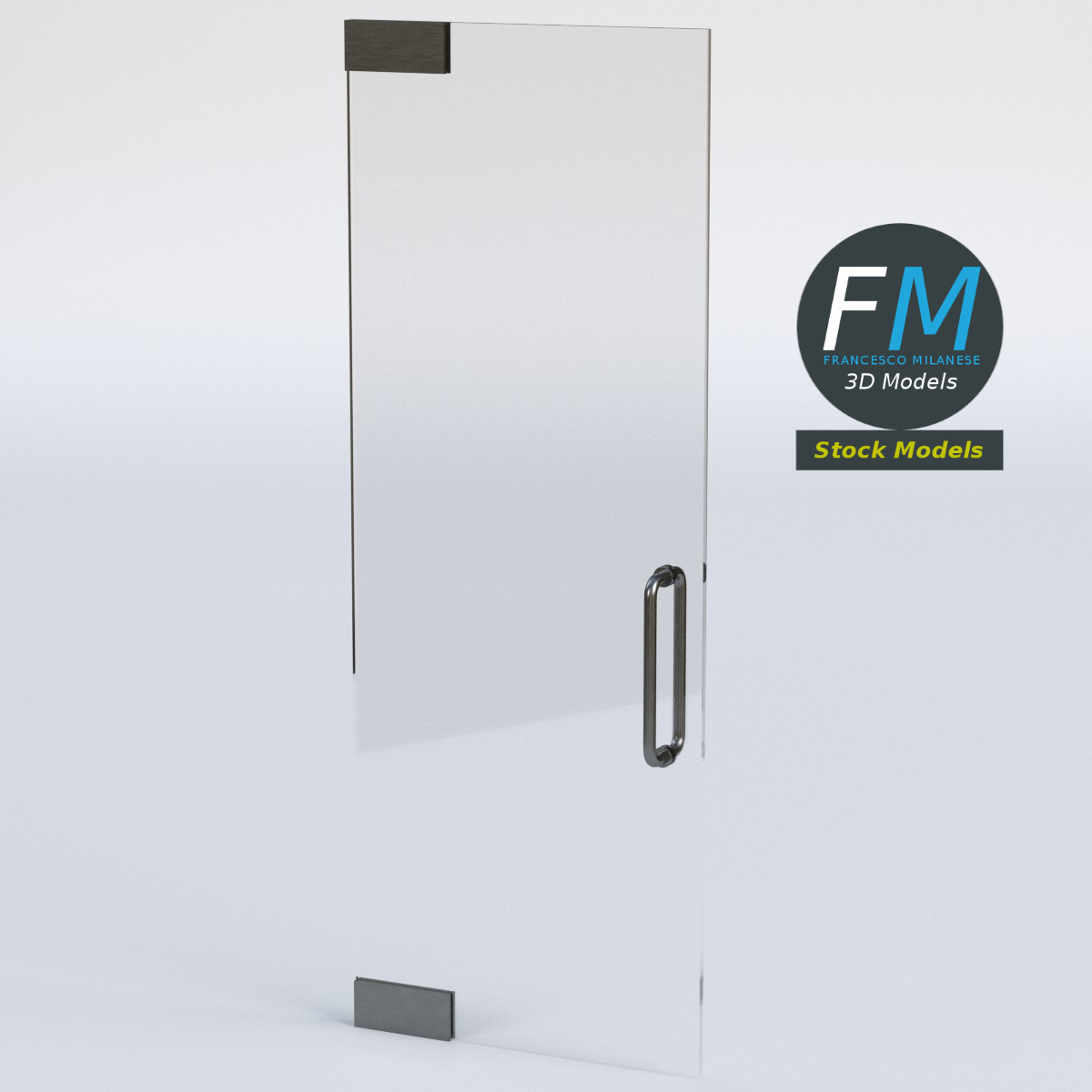 3D-Modell - Rahmenlose Einzelne Glastür - 01