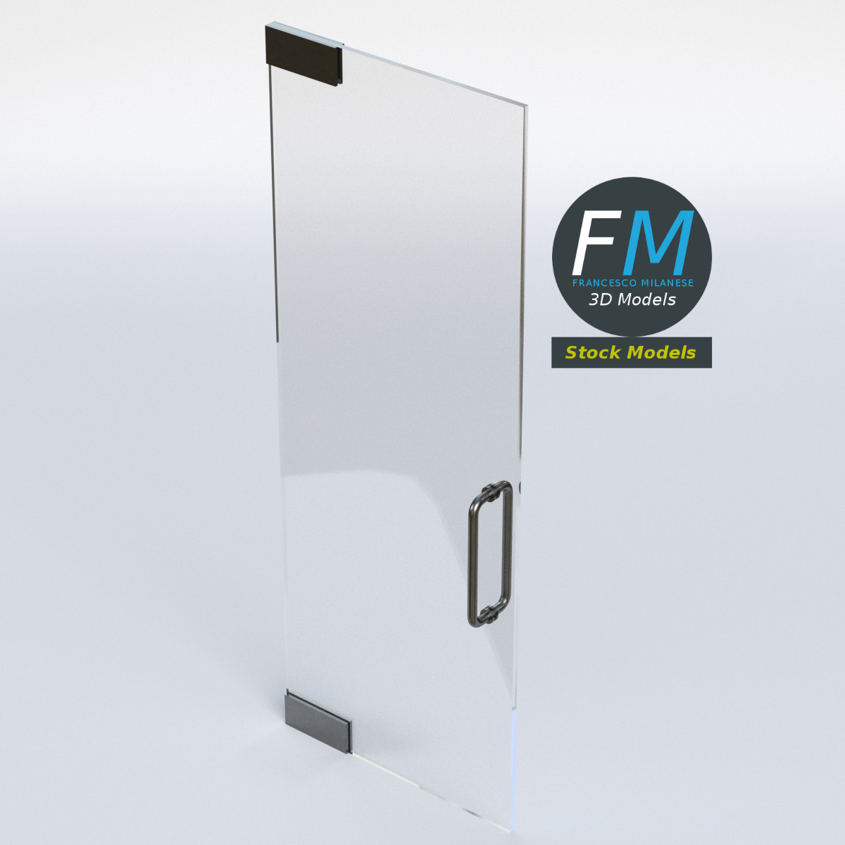 3D-Modell - Rahmenlose Einzelne Glastür - 02