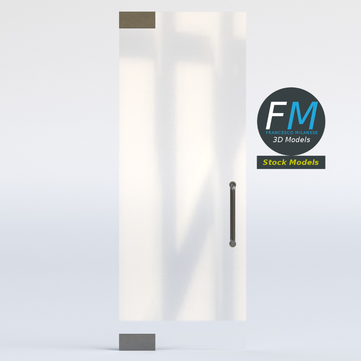 3D-Modell - Rahmenlose Einzelne Glastür - 03
