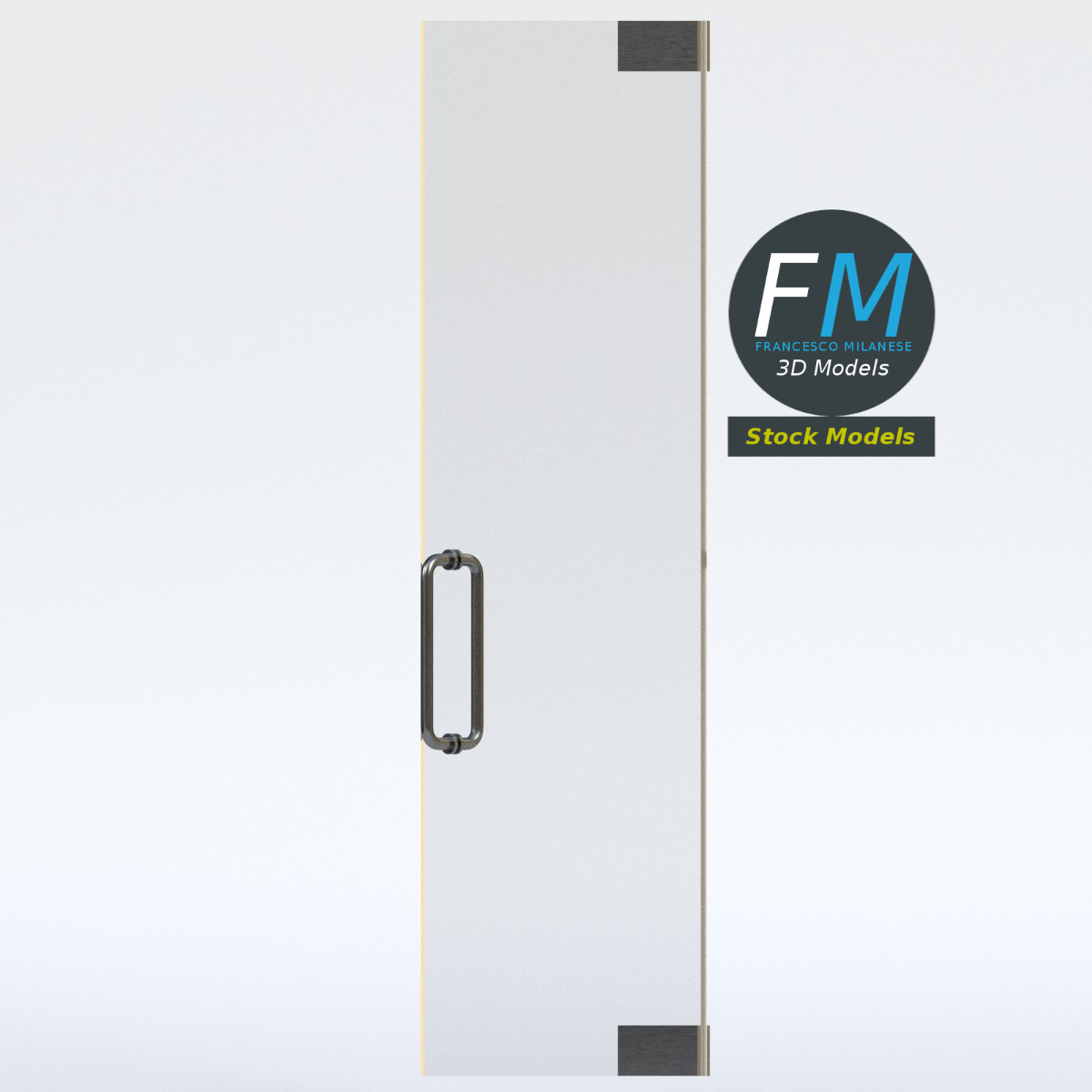 3D-Modell - Rahmenlose Einzelne Glastür - 04