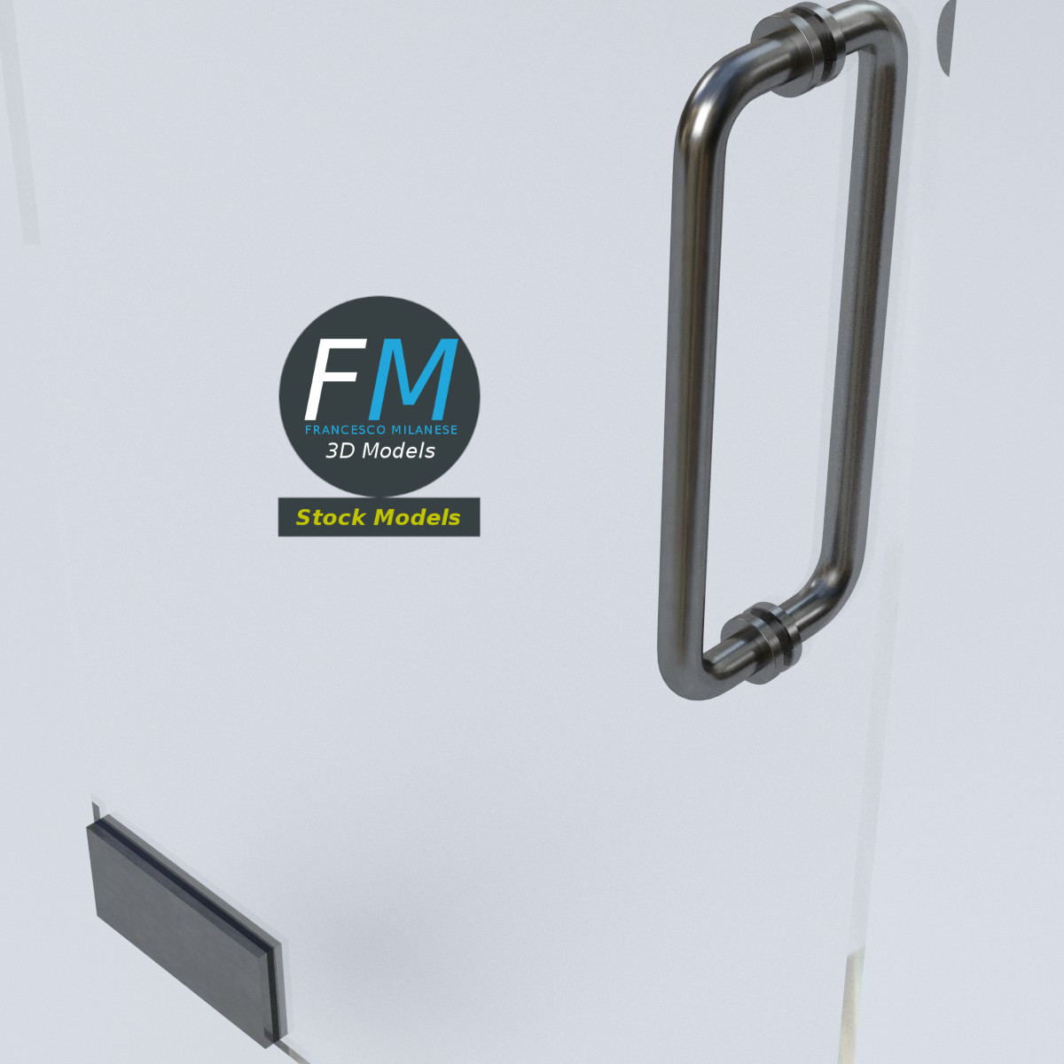 3D-Modell - Rahmenlose Einzelne Glastür - 05