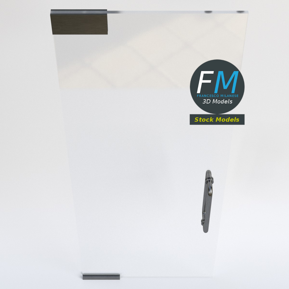 3D-Modell - Rahmenlose Einzelne Glastür - 06